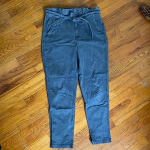 Gray Express Paper Bag Waist Extreme High Rise Pant